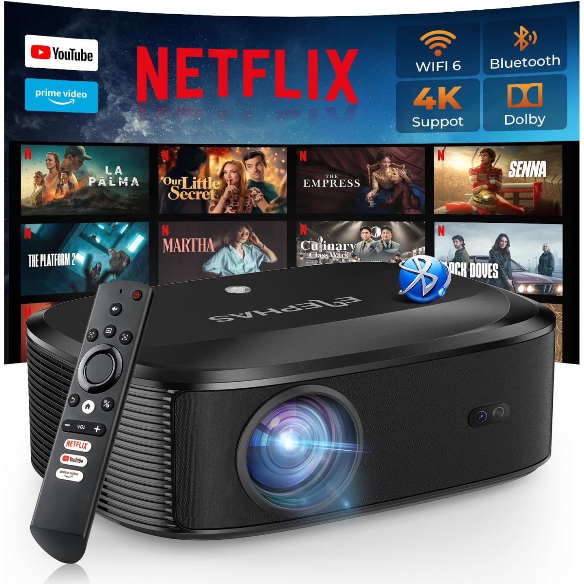 ELEPHAS W1K Projector with Wifi and Bluetooth